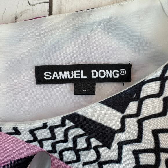 Samuel Dong Multicolor Funky Abstract Print Fitted Mini Dress Pockets Size Large - Picture 5 of 16
